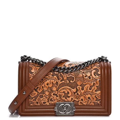 CHANEL Calfskin Embossed Cordoba Medium Boy Flap